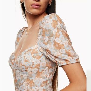 Wilfred Floral Puff Sleeve Blouse - Tan and White